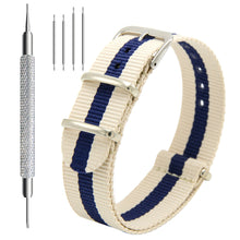 Laden Sie das Bild in den Galerie-Viewer, NATO-Armband, 4er/8er-Pack – 16 mm, 18 mm, 20 mm, 22 mm, 24 mm, hochwertige Uhrenarmbänder aus ballistischem Nylon im Zulu-Stil mit Edelstahlschnalle