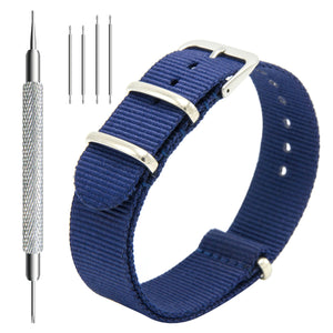 NATO Strap 4/8 Packs - 16mm 18mm 20mm 22mm 24mm Premium Ballistic Nylon Watch Bands Zulu Style with Stainless Steel Buckle