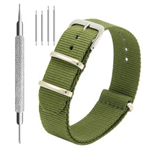 Laden Sie das Bild in den Galerie-Viewer, NATO-Armband, 4er/8er-Pack – 16 mm, 18 mm, 20 mm, 22 mm, 24 mm, hochwertige Uhrenarmbänder aus ballistischem Nylon im Zulu-Stil mit Edelstahlschnalle