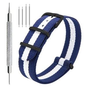 NATO-Armband, 4er/8er-Pack – 16 mm, 18 mm, 20 mm, 22 mm, 24 mm, hochwertige Uhrenarmbänder aus ballistischem Nylon im Zulu-Stil mit Edelstahlschnalle