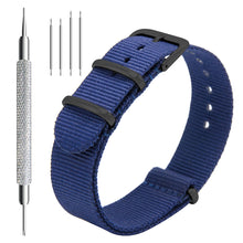 Load image into Gallery viewer, NATO Strap 4/8 Packs - 16mm 18mm 20mm 22mm 24mm Premium Ballistic Nylon Watch Bands Zulu Style with Stainless Steel Buckle