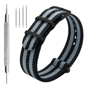 NATO Strap 4/8 Packs - 16mm 18mm 20mm 22mm 24mm Premium Ballistic Nylon Watch Bands Zulu Style with Stainless Steel Buckle