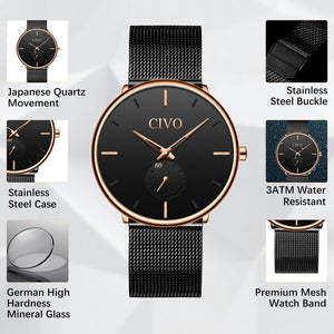 0124C | Quarzuhr für Herren | Mesh-Armband