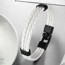Load image into Gallery viewer, HPOLW Herren Armband,Leder geflochtenes Armband für Herren Damen Sport Retro Armband Personalisierte Armband Geschenke für Herren Schwarz/Braun/Weiß Armband