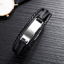 Load image into Gallery viewer, HPOLW Herren Armband,Leder geflochtene personalisierte Handgelenk Armband Geschenk für Männer (Freund Ehemann Vater | ID Identität),Anzug für Geburtstag,Hochzeit,Jubiläum,kann Gravur Armband