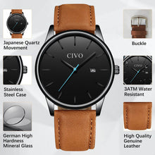 Laden Sie das Bild in den Galerie-Viewer, 8082C | Quarz-Herrenuhr | Lederarmband