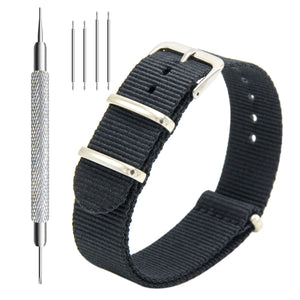 NATO Strap 4/8 Packs - 16mm 18mm 20mm 22mm 24mm Premium Ballistic Nylon Watch Bands Zulu Style with Stainless Steel Buckle