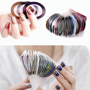 30 Colors Multicolor Mixed Colors Rolls Striping Tape Line Nail Art Decoration Sticker DIY Nail Tip (Basic)
