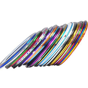 30 Colors Multicolor Mixed Colors Rolls Striping Tape Line Nail Art Decoration Sticker DIY Nail Tip (Basic)