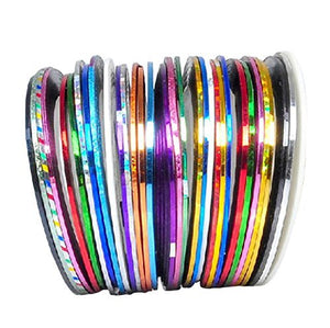 30 Colors Multicolor Mixed Colors Rolls Striping Tape Line Nail Art Decoration Sticker DIY Nail Tip (Basic)