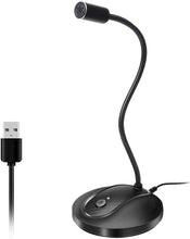 Load image into Gallery viewer, USB Desktop Microphone with Mute Button,Plug&amp;Play Condenser,Computer, PC, Laptop, Mac, PS4 Mic LED Indicator -360 Gooseneck Design -Recording, Dictation, YouTube, Gaming, Streaming (Omnidirectional)
