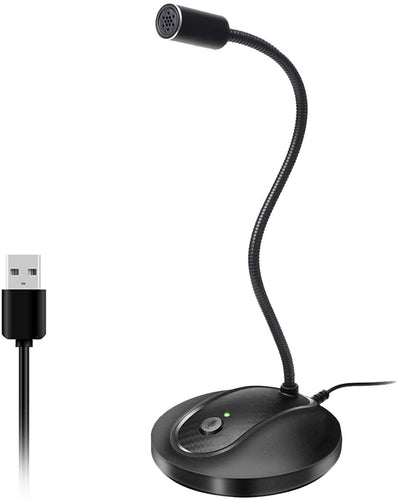 USB Desktop Microphone with Mute Button,Plug&Play Condenser,Computer, PC, Laptop, Mac, PS4 Mic LED Indicator -360 Gooseneck Design -Recording, Dictation, YouTube, Gaming, Streaming (Omnidirectional)