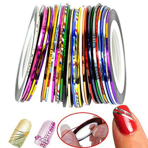 30 Colors Multicolor Mixed Colors Rolls Striping Tape Line Nail Art Decoration Sticker DIY Nail Tip (Basic)