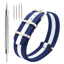 Laden Sie das Bild in den Galerie-Viewer, NATO-Armband, 4er/8er-Pack – 16 mm, 18 mm, 20 mm, 22 mm, 24 mm, hochwertige Uhrenarmbänder aus ballistischem Nylon im Zulu-Stil mit Edelstahlschnalle
