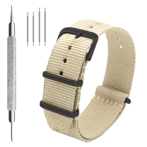NATO Strap 4/8 Packs - 16mm 18mm 20mm 22mm 24mm Premium Ballistic Nylon Watch Bands Zulu Style with Stainless Steel Buckle