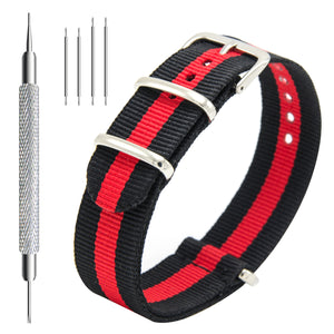 NATO Strap 4/8 Packs - 16mm 18mm 20mm 22mm 24mm Premium Ballistic Nylon Watch Bands Zulu Style with Stainless Steel Buckle