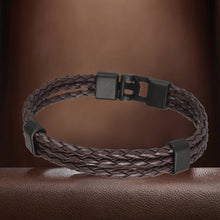 Laden Sie das Bild in den Galerie-Viewer, HPOLW Herren Armband,Leder geflochtenes Armband für Herren Damen Sport Retro Armband Personalisierte Armband Geschenke für Herren Schwarz/Braun/Weiß Armband 