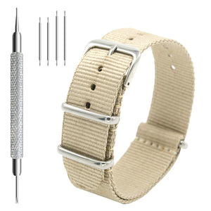 NATO Strap 4/8 Packs - 16mm 18mm 20mm 22mm 24mm Premium Ballistic Nylon Watch Bands Zulu Style with Stainless Steel Buckle