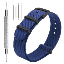 Laden Sie das Bild in den Galerie-Viewer, NATO-Armband, 4er/8er-Pack – 16 mm, 18 mm, 20 mm, 22 mm, 24 mm, hochwertige Uhrenarmbänder aus ballistischem Nylon im Zulu-Stil mit Edelstahlschnalle