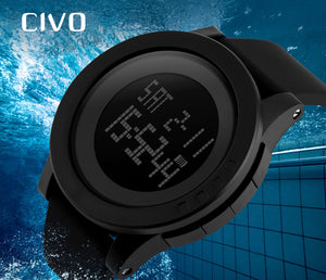 CIVO Men’s Digital Military Sports Watch Big Face Business Casual 5ATM Waterproof Watches for Men Rubber Led Simple Citizen Sport Watch Black