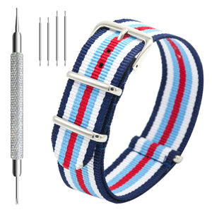 NATO-Armband, 4er/8er-Pack – 16 mm, 18 mm, 20 mm, 22 mm, 24 mm, hochwertige Uhrenarmbänder aus ballistischem Nylon im Zulu-Stil mit Edelstahlschnalle