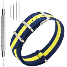 Load image into Gallery viewer, NATO Strap 4/8 Packs - 16mm 18mm 20mm 22mm 24mm Premium Ballistic Nylon Watch Bands Zulu Style with Stainless Steel Buckle
