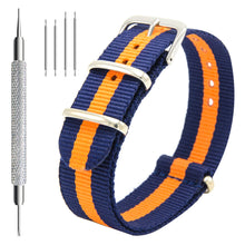Laden Sie das Bild in den Galerie-Viewer, NATO-Armband, 4er/8er-Pack – 16 mm, 18 mm, 20 mm, 22 mm, 24 mm, hochwertige Uhrenarmbänder aus ballistischem Nylon im Zulu-Stil mit Edelstahlschnalle