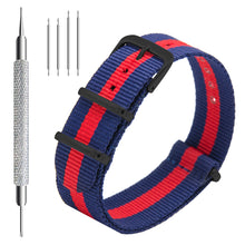Load image into Gallery viewer, NATO Strap 4/8 Packs - 16mm 18mm 20mm 22mm 24mm Premium Ballistic Nylon Watch Bands Zulu Style with Stainless Steel Buckle