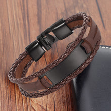 Load image into Gallery viewer, HPOLW Herren Armband,Leder geflochtene personalisierte Handgelenk Armband Geschenk für Männer (Freund Ehemann Vater | ID Identität),Anzug für Geburtstag,Hochzeit,Jubiläum,kann Gravur Armband