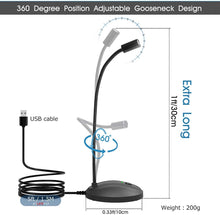 Load image into Gallery viewer, USB Desktop Microphone with Mute Button,Plug&amp;Play Condenser,Computer, PC, Laptop, Mac, PS4 Mic LED Indicator -360 Gooseneck Design -Recording, Dictation, YouTube, Gaming, Streaming (Omnidirectional)