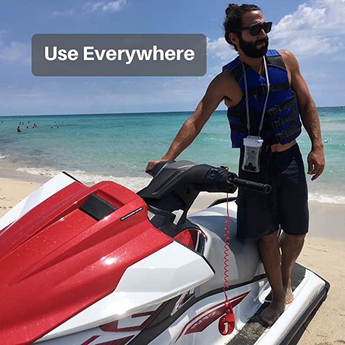 Oilily 100 % wasserdichte, schwimmende Smartphone-Hülle und Geldtasche, passend für alle Telefone, zweilagige Stoßdämpfung, inkl. Umhängeband (weiß)