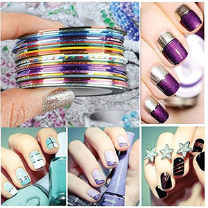 30 Colors Multicolor Mixed Colors Rolls Striping Tape Line Nail Art Decoration Sticker DIY Nail Tip (Basic)