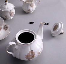 Load image into Gallery viewer, 21-Piece Porcelain Ceramic Coffee Tea Gift Sets, Cups&amp; Saucer Service for 6, Teapot, Sugar Bowl, Creamer Pitcher and 6 Teaspoons.