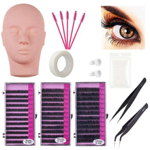 Load image into Gallery viewer, False Eyelashes Extension Practice Exercise Set for Professional Flat Mannequin Head Lip Makeup Training and Eyelash Graft(No Contain Glue)