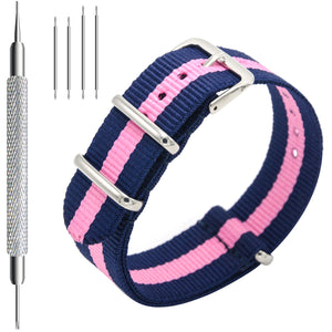 NATO Strap 4/8 Packs - 16mm 18mm 20mm 22mm 24mm Premium Ballistic Nylon Watch Bands Zulu Style with Stainless Steel Buckle