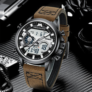 Analoge Digitaluhr | Lederarmband | 8276M