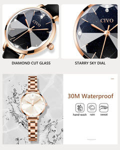 Quartz Women Watch | Leather Band | CIVO 8128C-megalith watch