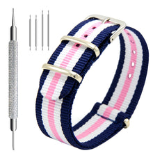 Laden Sie das Bild in den Galerie-Viewer, NATO-Armband, 4er/8er-Pack – 16 mm, 18 mm, 20 mm, 22 mm, 24 mm, hochwertige Uhrenarmbänder aus ballistischem Nylon im Zulu-Stil mit Edelstahlschnalle
