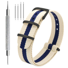 Laden Sie das Bild in den Galerie-Viewer, NATO-Armband, 4er/8er-Pack – 16 mm, 18 mm, 20 mm, 22 mm, 24 mm, hochwertige Uhrenarmbänder aus ballistischem Nylon im Zulu-Stil mit Edelstahlschnalle