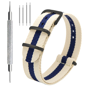 NATO-Armband, 4er/8er-Pack – 16 mm, 18 mm, 20 mm, 22 mm, 24 mm, hochwertige Uhrenarmbänder aus ballistischem Nylon im Zulu-Stil mit Edelstahlschnalle