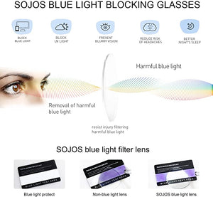 SOJOS Retro Runde Blaulichtfilterbrille TR90 Computerbrille Ashley SJ9001