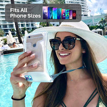 Load image into Gallery viewer, Oilily 100% Waterproof Floating Smart Phone Case &amp; Money Pouch, Fits All Phones, Dual Layer Shock Absorbing, Includes Neck Strap (White)