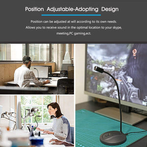 USB Desktop Microphone with Mute Button,Plug&Play Condenser,Computer, PC, Laptop, Mac, PS4 Mic LED Indicator -360 Gooseneck Design -Recording, Dictation, YouTube, Gaming, Streaming (Omnidirectional)