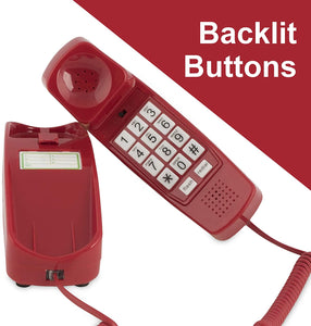 Oidium  Phones Corded Phone - Phones for Seniors - Phone for Hearing impaired - Crimson Red - Retro Novelty Telephone - an Improved Version of The Princess Phones in 1965 - Style Big Button
