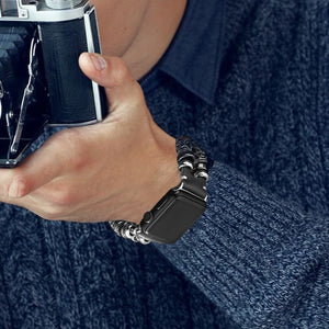 HPOLW Herren Armband,Vintage Leder Armband aus echtem Leder, Edelstahlschnalle Ersatzarmband Armband Herren Damen Für iWatch Serie 6/5/4/3/2/1 SE 42mm 44mm Schwarz/Rot/Kaffee