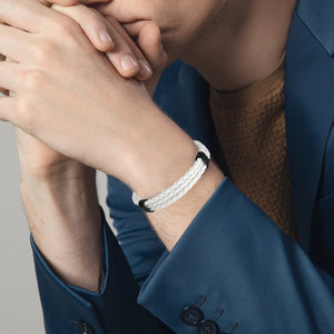 HPOLW Herren Armband,Leder geflochtenes Armband für Herren Damen Sport Retro Armband Personalisierte Armband Geschenke für Herren Schwarz/Braun/Weiß Armband