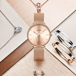 0124C | Quartz Women Watch | Mesh Band