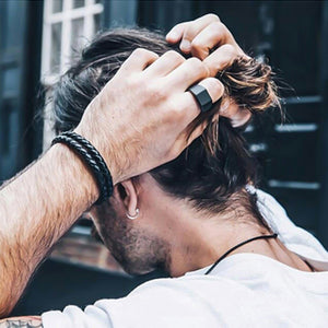HPOLW Herren Echtes Lederarmband-Mode Klassisch Handgefertigte Geflochtene Handgelenkarmbänder,mit schwarzem Edelstahlverschluss Personalisiertes Armband,Tolle Geschenkidee für Männer 