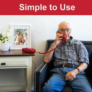 Oidium  Phones Corded Phone - Phones for Seniors - Phone for Hearing impaired - Crimson Red - Retro Novelty Telephone - an Improved Version of The Princess Phones in 1965 - Style Big Button