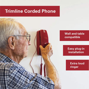 Oidium  Phones Corded Phone - Phones for Seniors - Phone for Hearing impaired - Crimson Red - Retro Novelty Telephone - an Improved Version of The Princess Phones in 1965 - Style Big Button